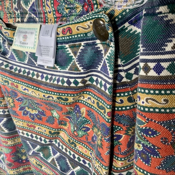 90s 80s Vintage Southwestern Denim Midi Skirt - Picture 6 of 8